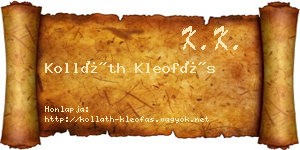 Kolláth Kleofás névjegykártya